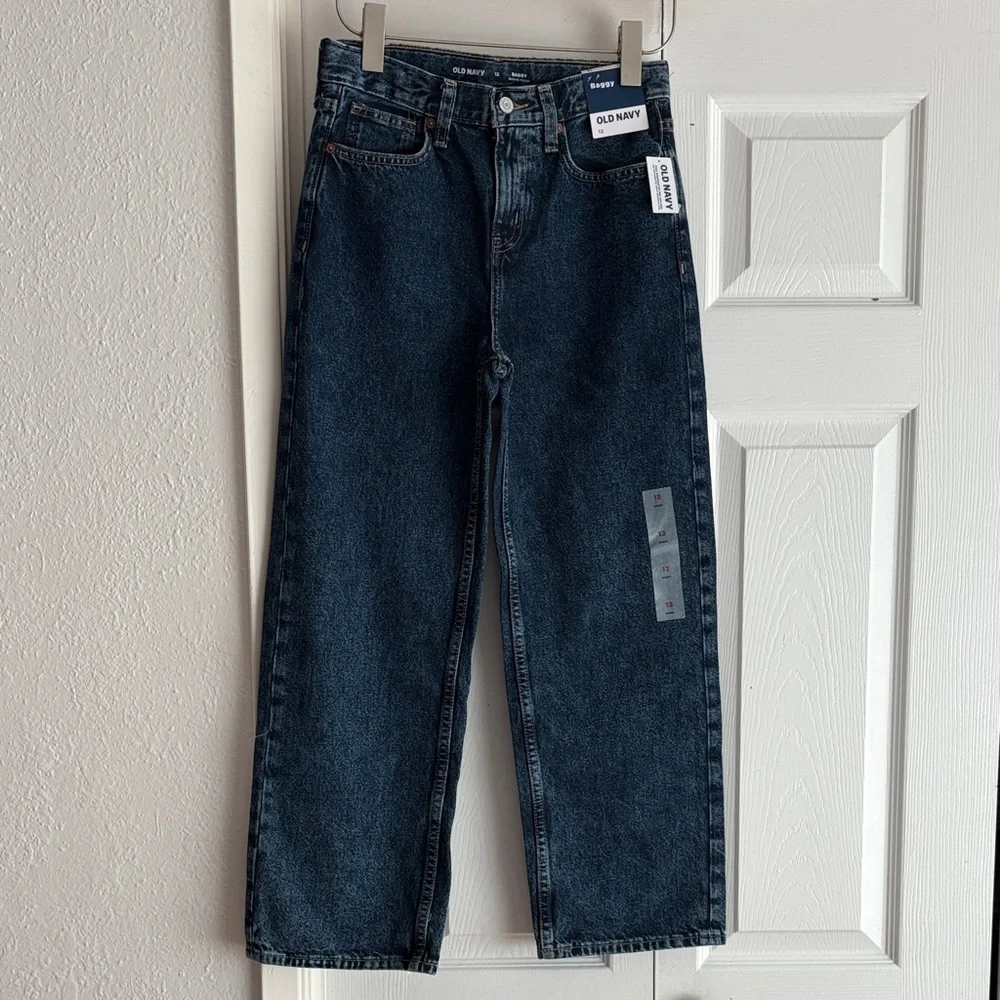 Old Navy Boys Medium Dark Blue Relaxed  Baggy Jeans